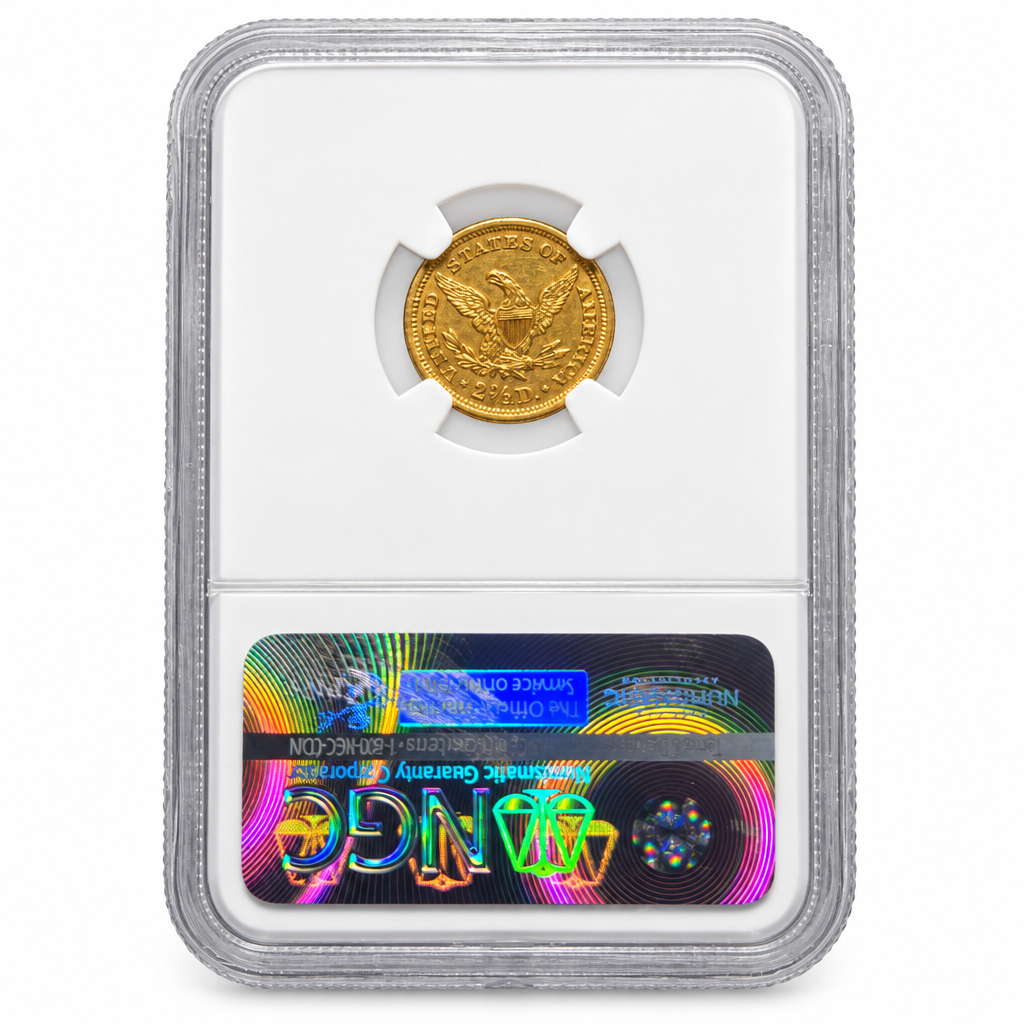 1861 Type 2 Liberty Head Quarter Eagle $2.50 – NGC AU Details (Improperly Cleaned)