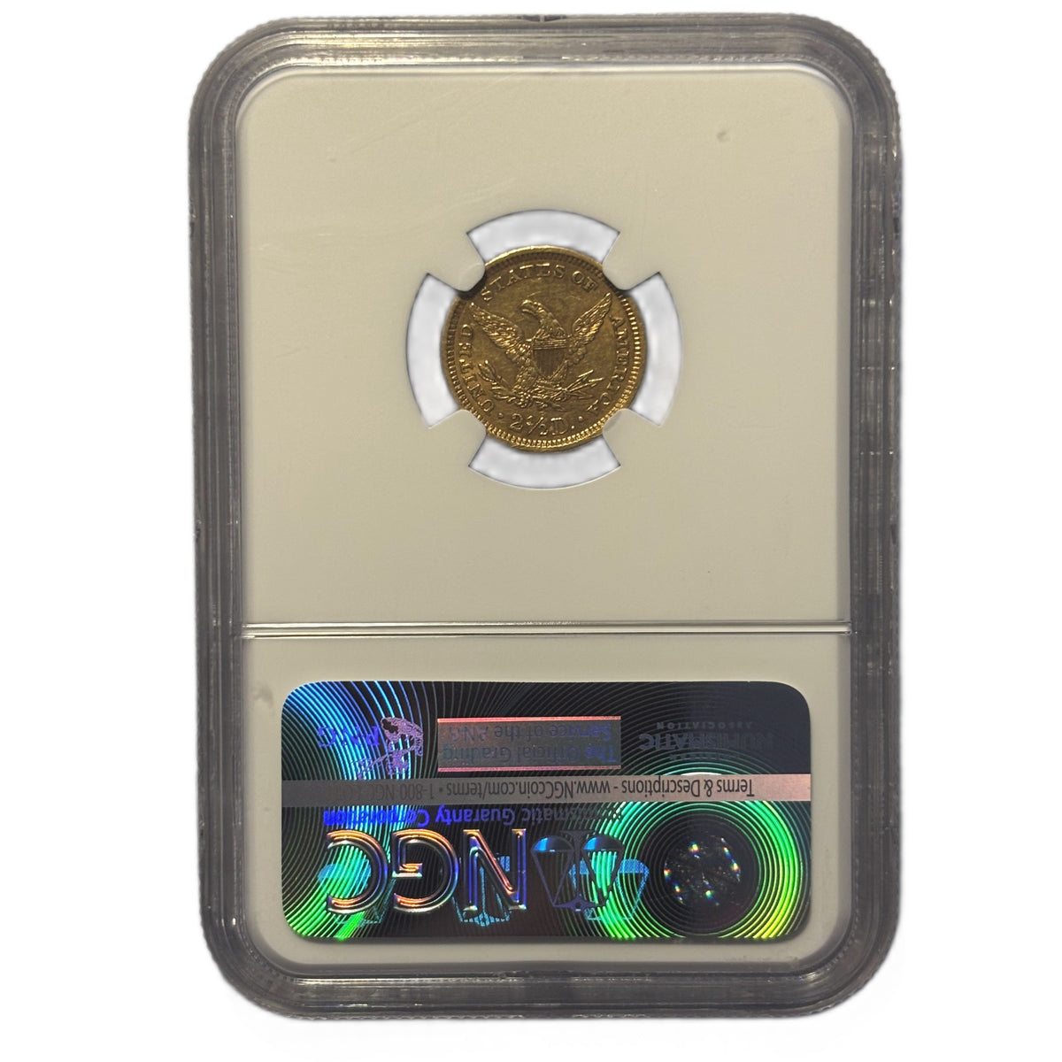1861 Type 2 Liberty Head Quarter Eagle $2.50 – NGC AU Details (Improperly Cleaned)