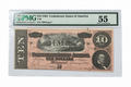 1864 Confederate States of America Banknote – PMG About Uncirculated 55