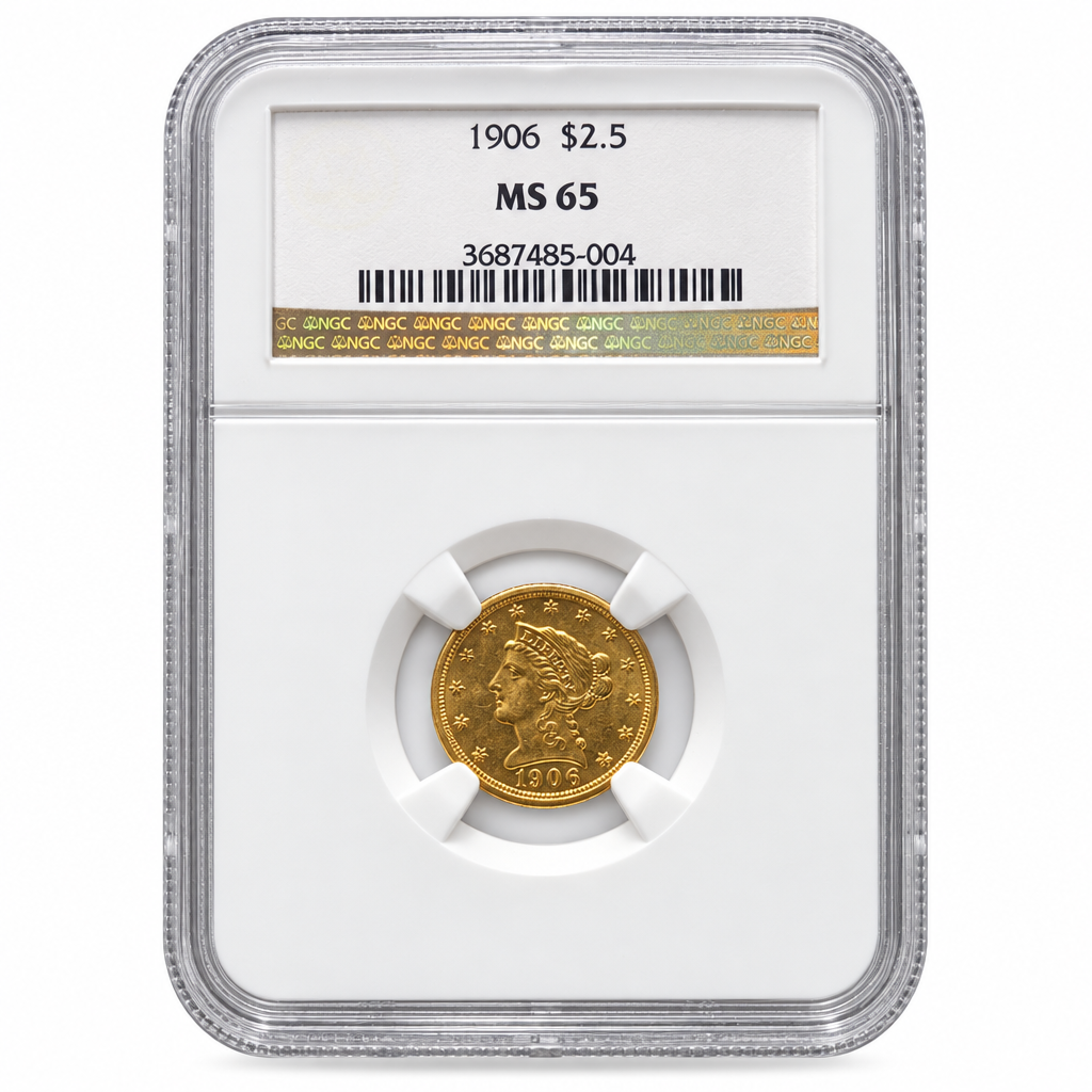 1906 Liberty Head Quarter Eagle $2.50 – NGC MS 65