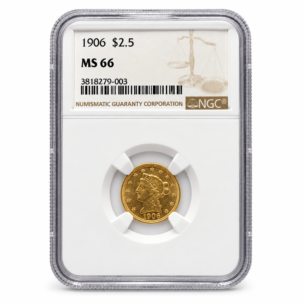 1906 Liberty Head Quarter Eagle $2.50 – NGC MS 66