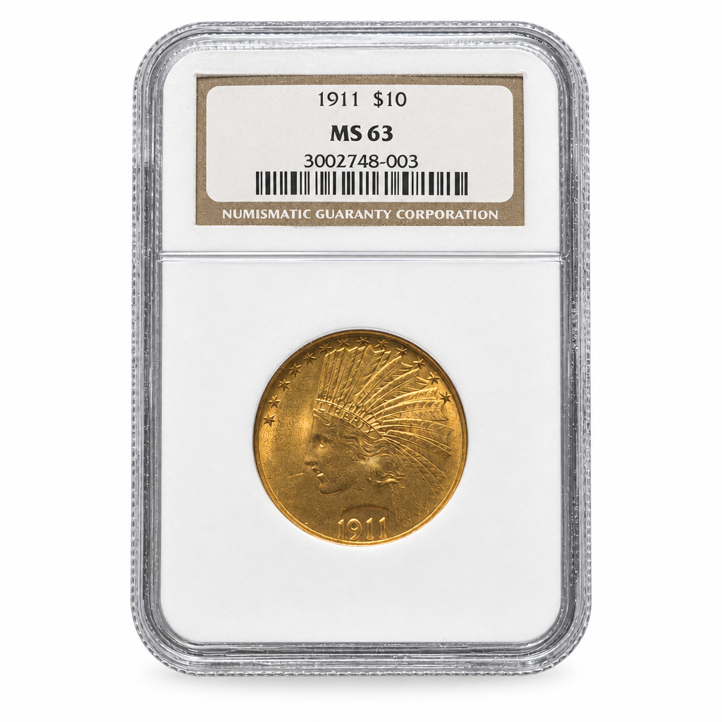 1911 Indian Head Eagle $10 – NGC MS 63