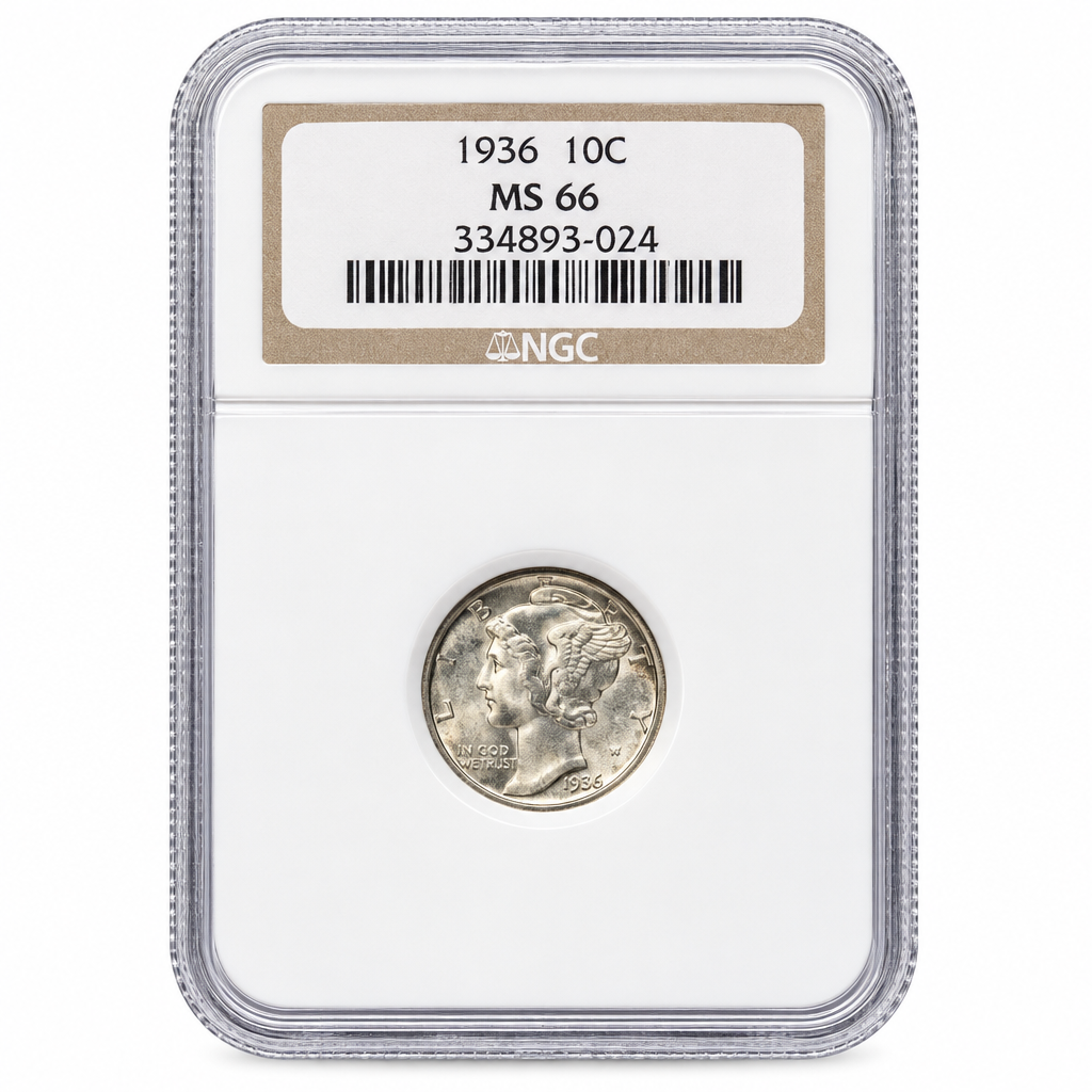 1936 Mercury Dime MS66