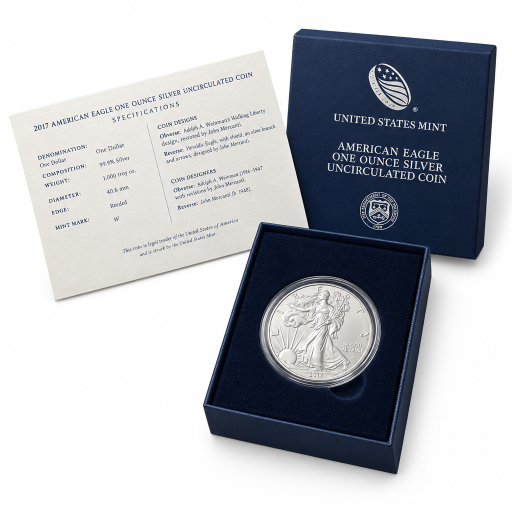 2017 American Silver Eagle 1 oz Uncirculated — Mint Box & COA