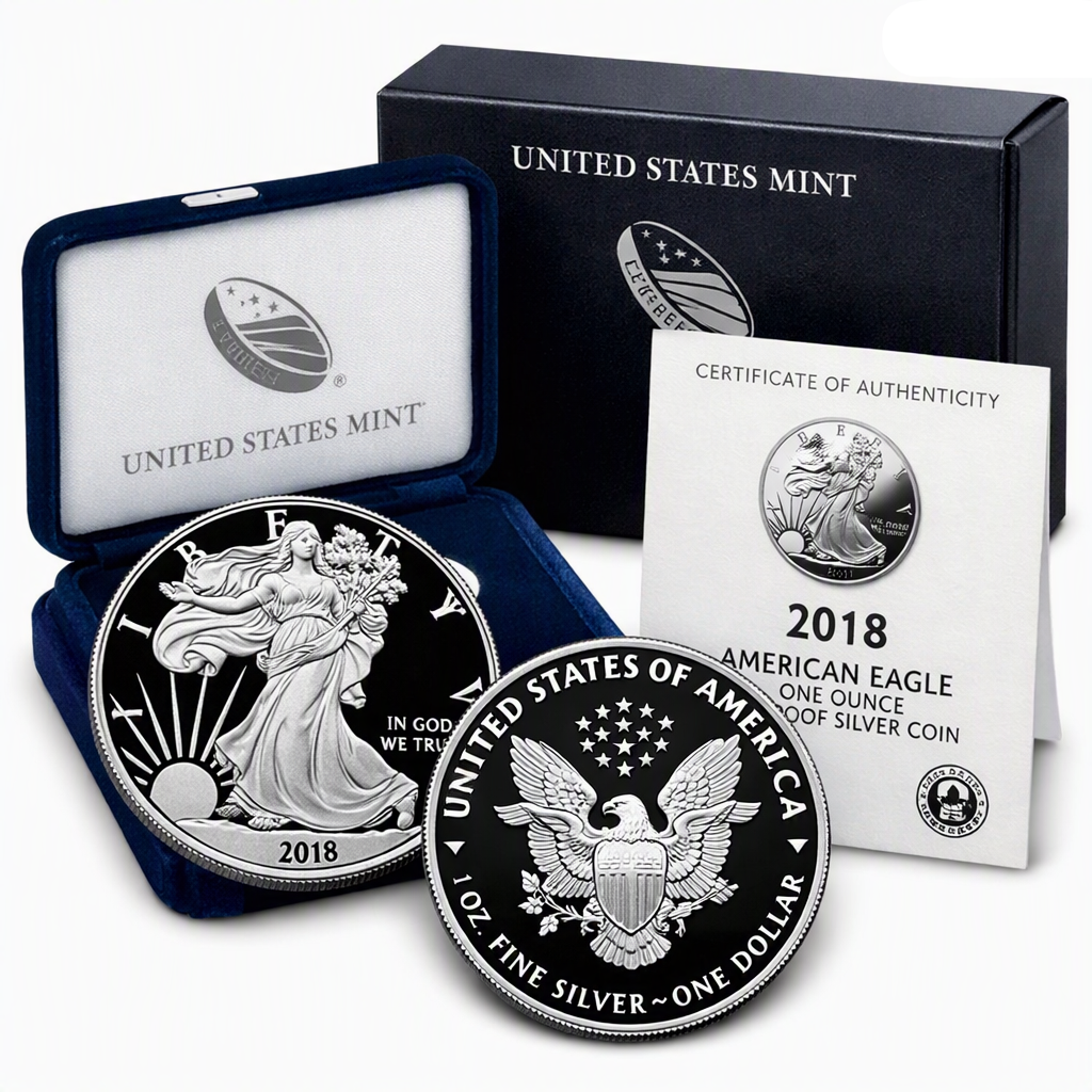 2018-W American Silver Eagle 1 oz Proof — Mint Box & COA