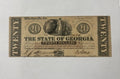 State of Georgia $20 Obsolete Banknote – Milledgeville, Ga. – Pre-Civil War